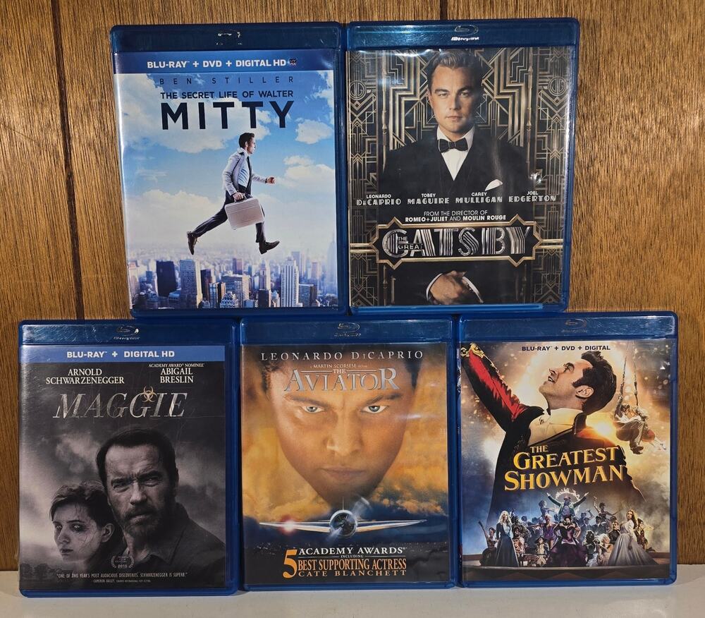 Blu-ray Movie Lot 5 The Great Gatsby Aviator Walter Mitty Maggie Showman